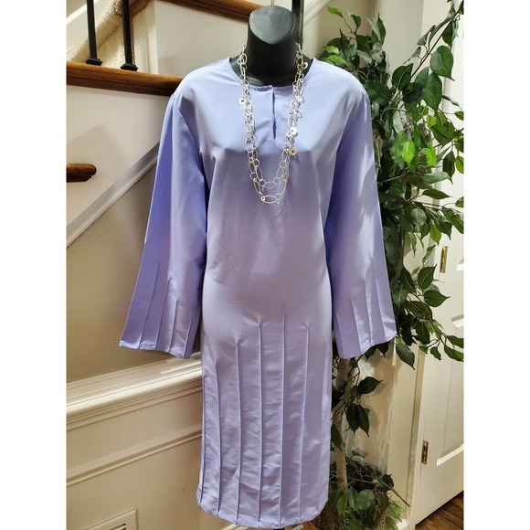 East Essence Blue Polyester Plain Koshibo Long Sleeve Knee Length Abaya Dress XL - Picture 1 of 11